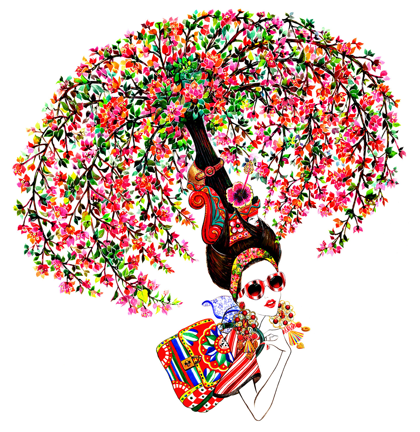 Рисунок цветов в стиле Дольче Габбана